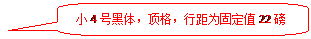 圆角矩形标注: 小4号黑体，顶格，行距为固定值22磅